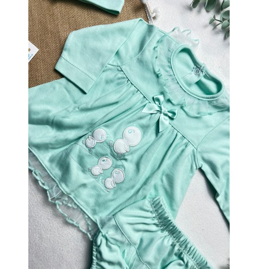 Vestido Patinhos Verde Água  