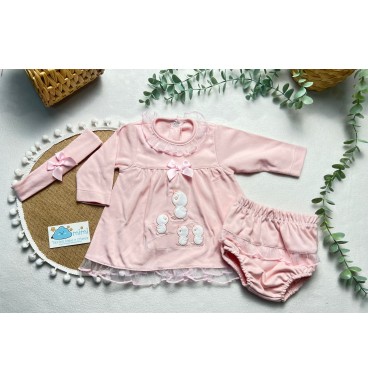 Vestido Patinhos Rosa Velho  