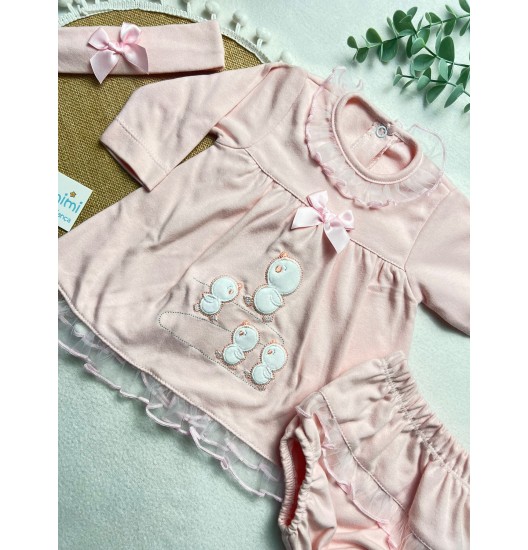 Vestido Patinhos Rosa Velho  