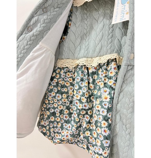 Vestido + Casaco Menina Verde 